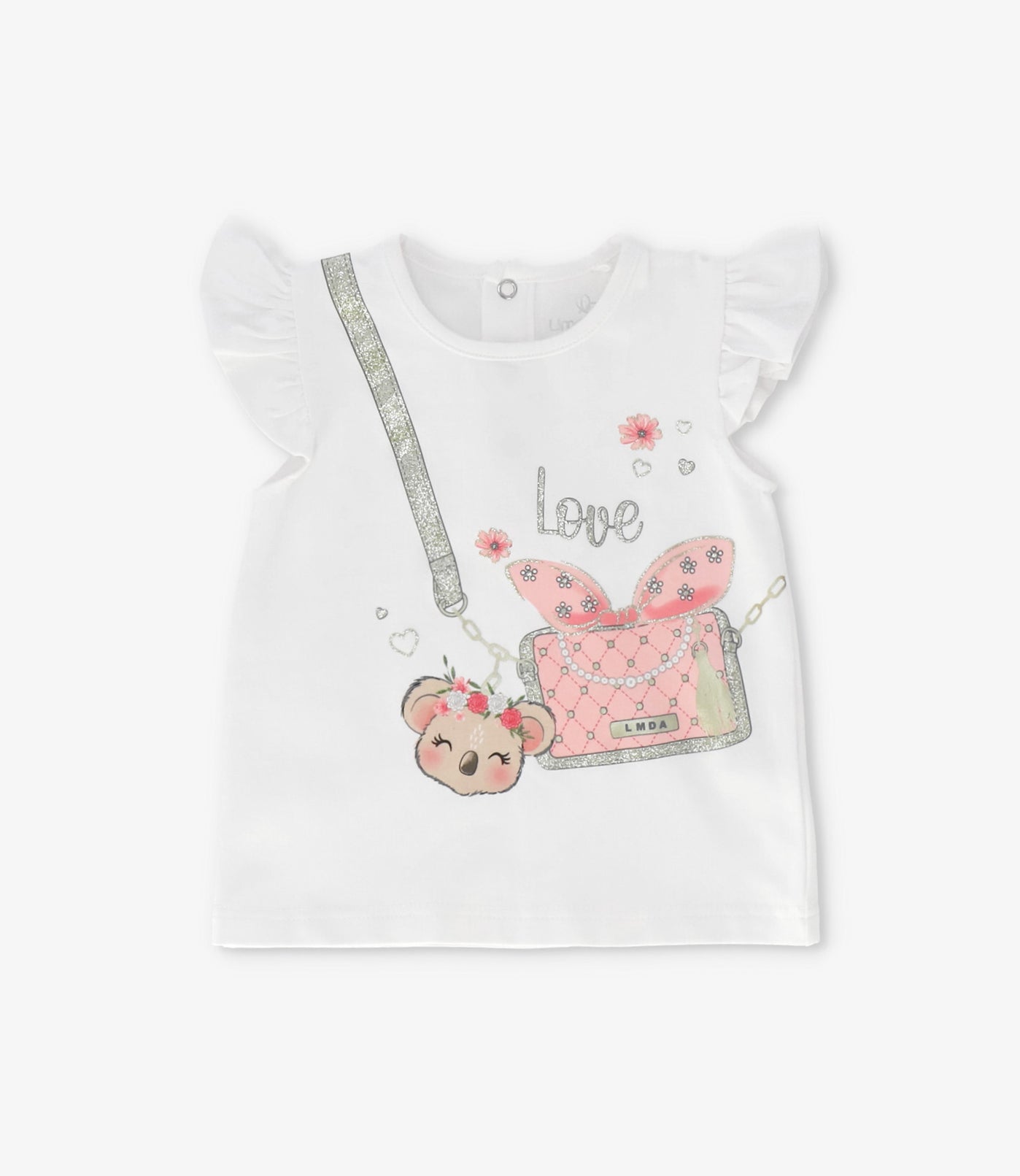 Polera bebé con diseño de cartera y koala 3 meses / Crudo