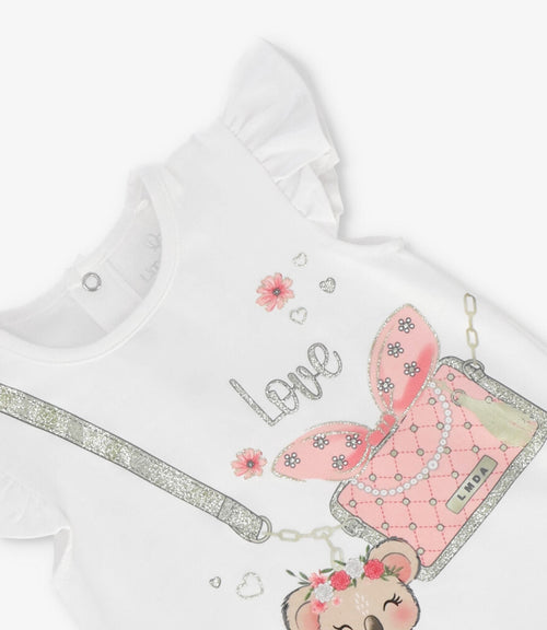 Polera bebé con diseño de cartera y koala 3 meses / Crudo