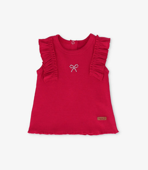Polera bebé acanalada con vuelos 3 meses / Rojo