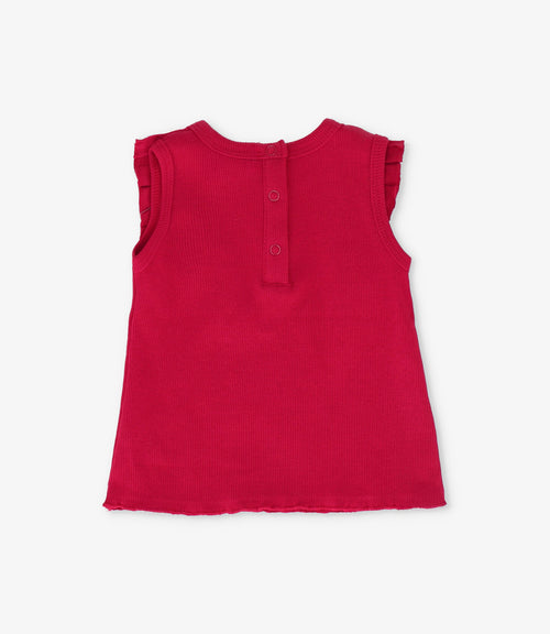 Polera bebé acanalada con vuelos 3 meses / Rojo