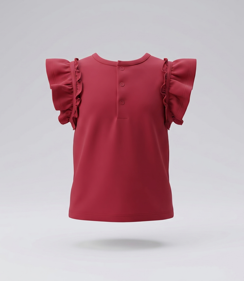 Polera bebé con vuelos y cherry 3 meses / Frambuesa
