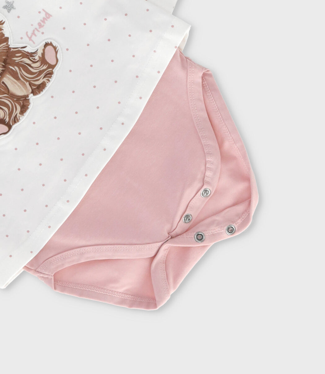 Body bebé niña con polera 3 meses / Rosado
