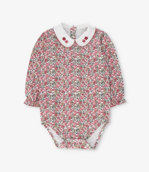 Body bebé floreado 3 meses / Coral