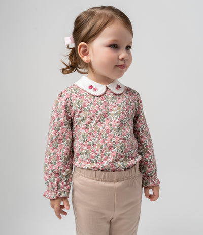 Body bebé floreado 3 meses / Coral