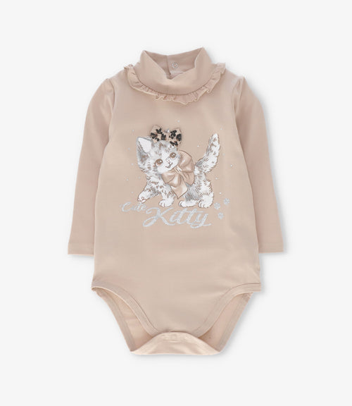 Body bebé con gatito 3 meses / Beige