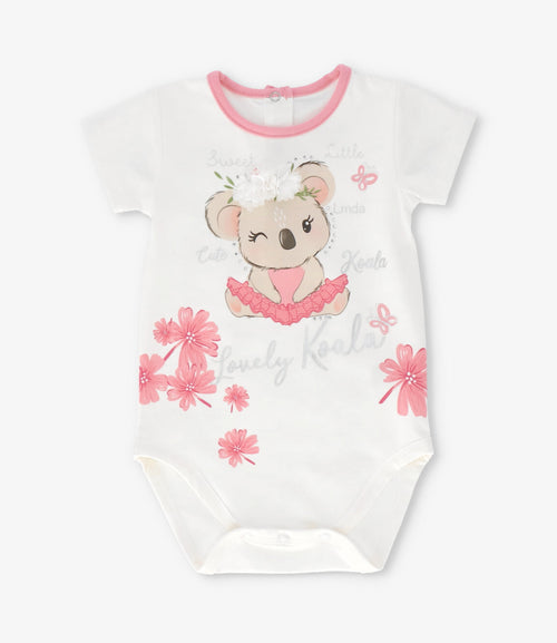 Body bebé con koala y flores 3 meses / Rosado
