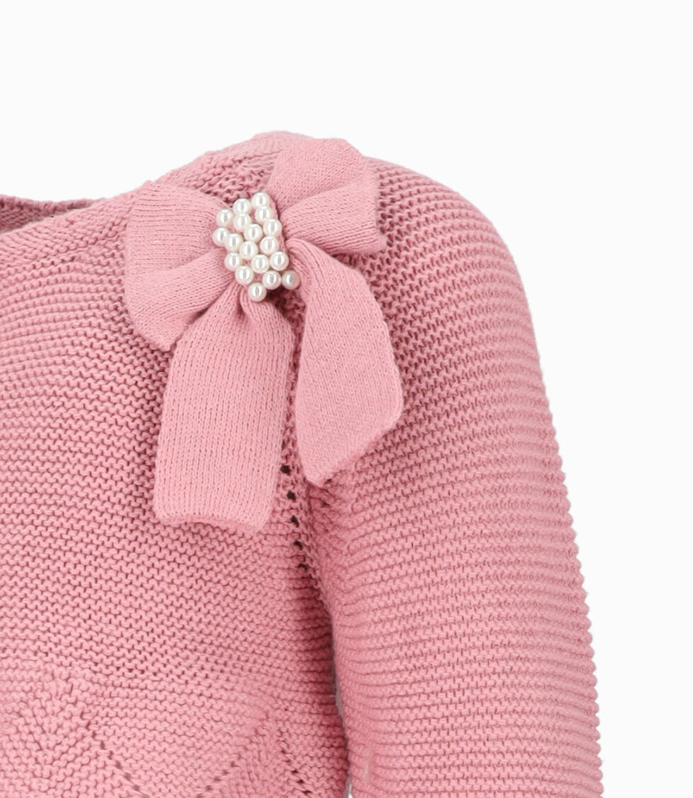 Chaleco bebé niña tejido 3 meses / Blanco
