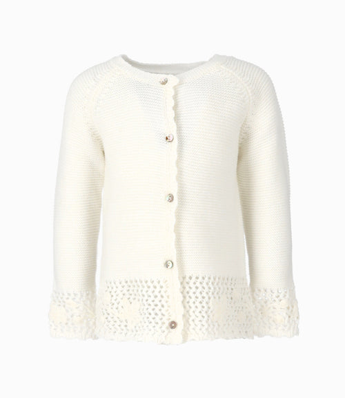 Chaleco bebé niña con flores 3 meses / Blanco