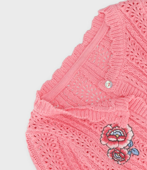 Chaleco bebé con bordado 3 meses / Coral