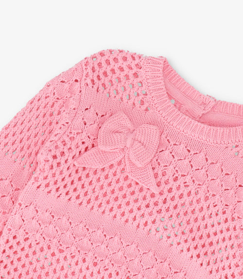 Chaleco bebé calado 3 meses / Rosado