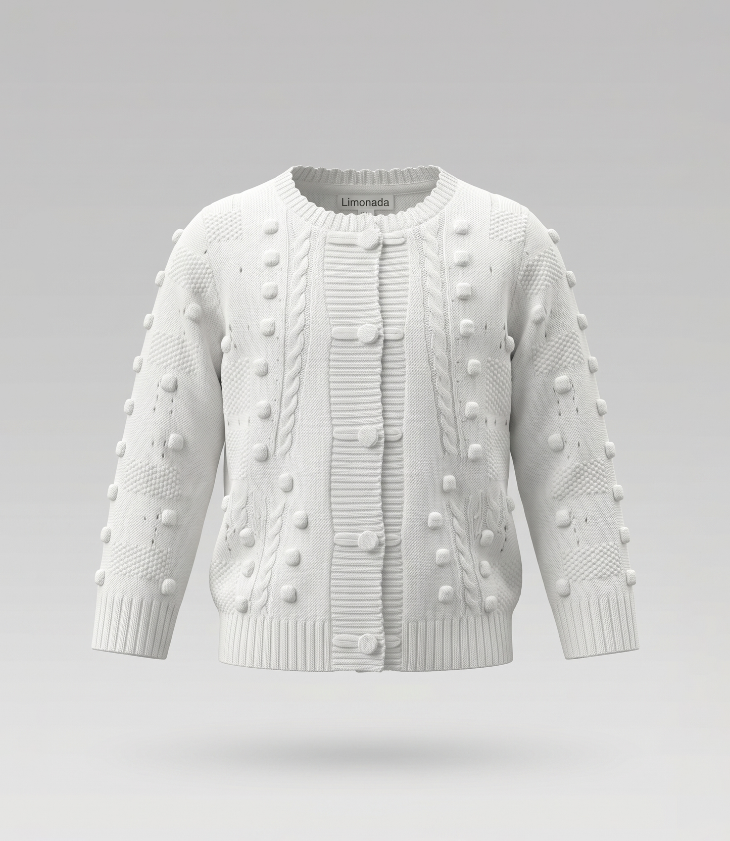Chaleco bebé cardigan con bordados 3 meses / Crudo