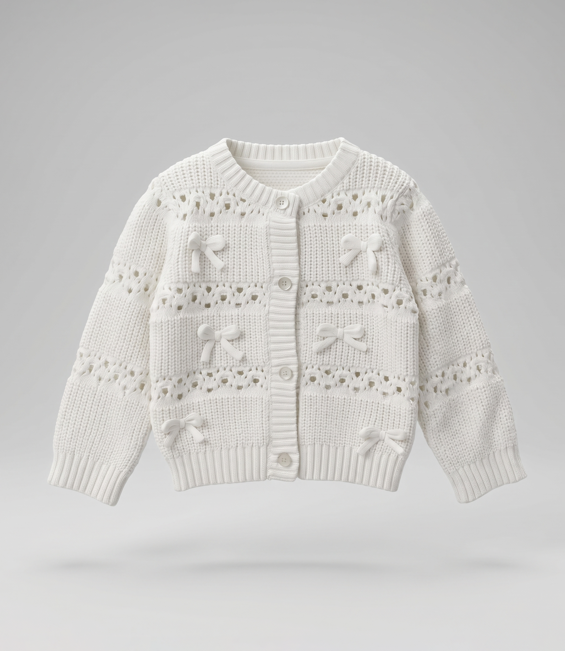 Chaleco bebé cardigan con lazos 3 meses / Crudo
