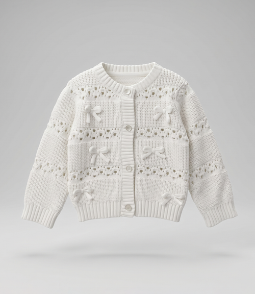 Chaleco bebé cardigan con lazos 3 meses / Crudo