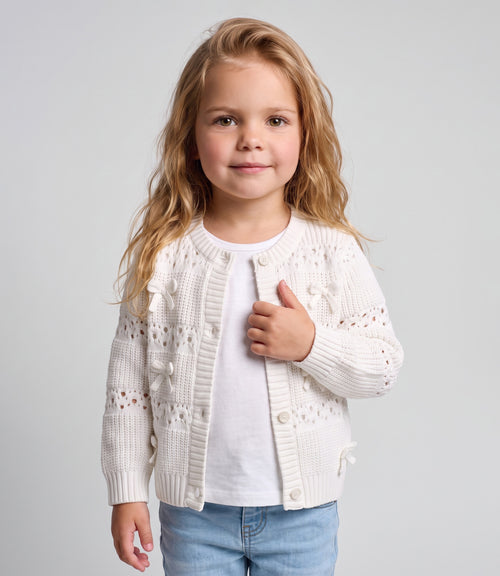 Chaleco bebé cardigan con lazos 3 meses / Crudo