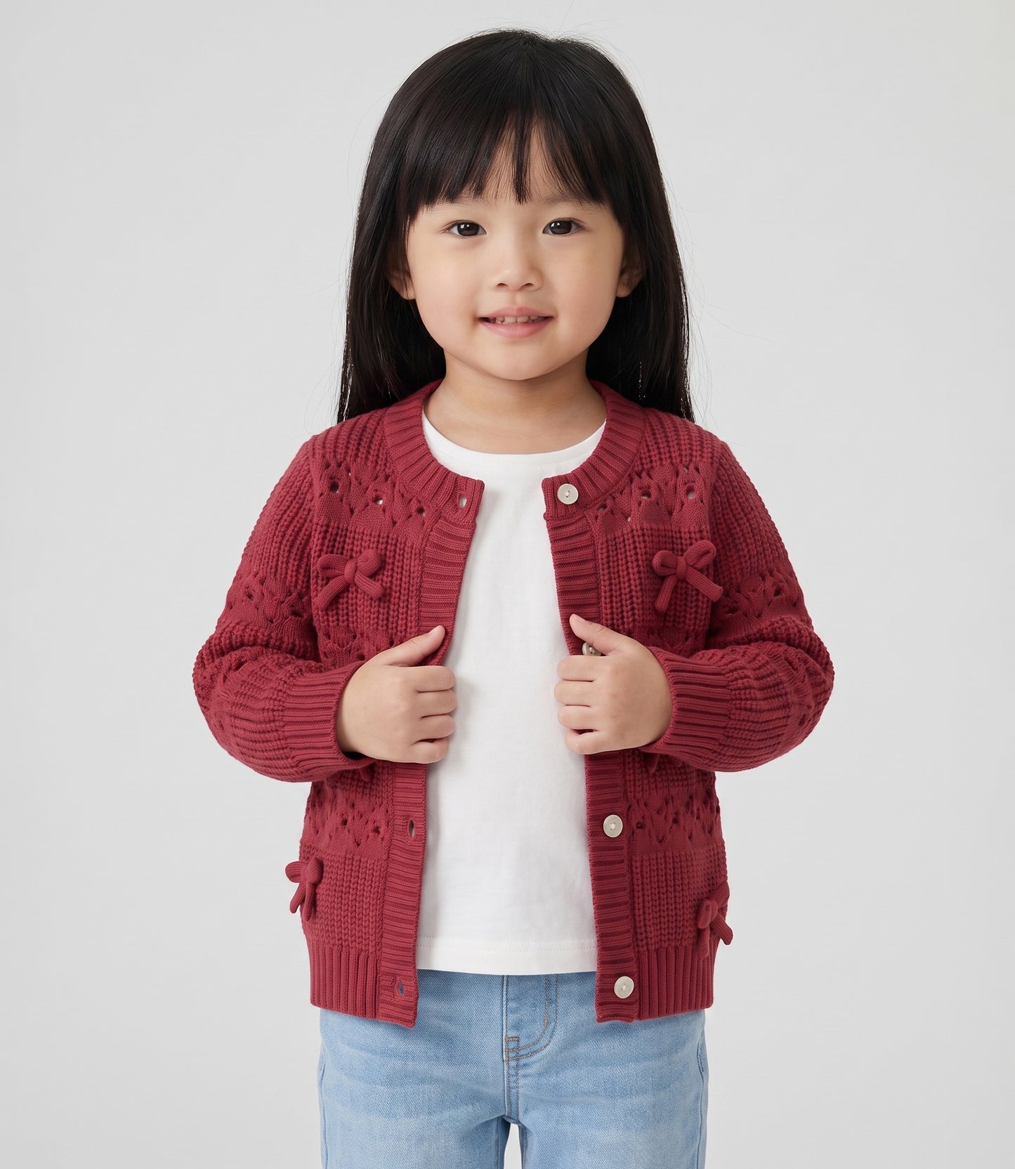 Chaleco bebé cardigan con lazos 3 meses / Frambuesa