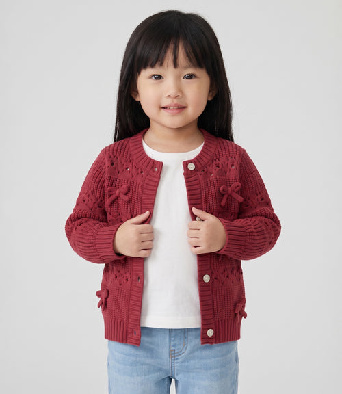 Chaleco bebé cardigan con lazos 3 meses / Frambuesa