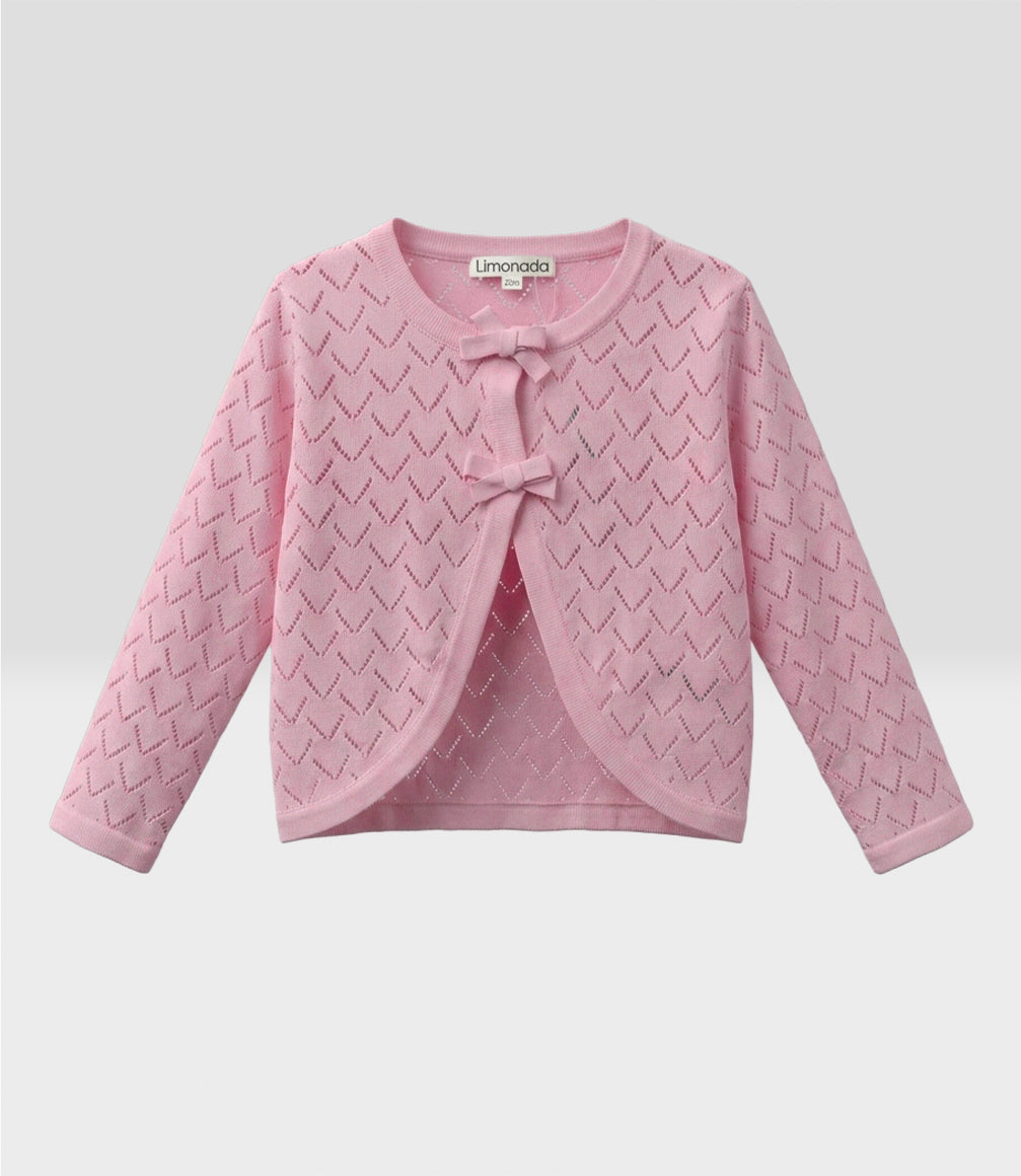 Chaleco bebé bolero con lazo 3 meses / Palo Rosa