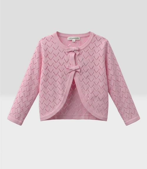Chaleco bebé bolero con lazo 3 meses / Palo Rosa