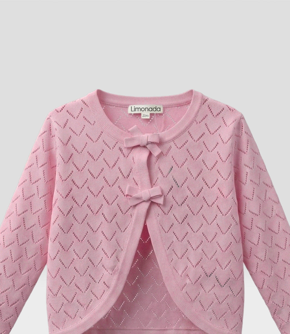 Chaleco bebé bolero con lazo 3 meses / Palo Rosa