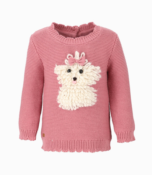 Chaleco bebé niña con perrito 3 meses / Coral