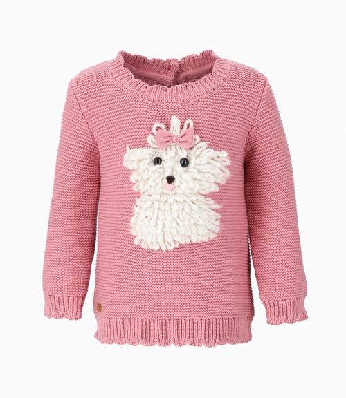 Chaleco bebé niña con perrito 3 meses / Coral