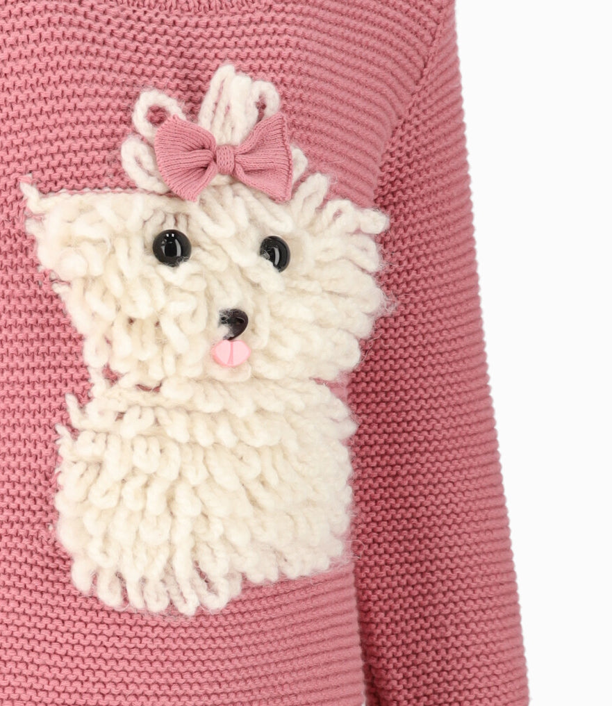 Chaleco bebé niña con perrito 3 meses / Coral