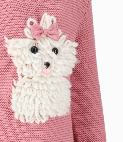 Chaleco bebé niña con perrito 3 meses / Coral