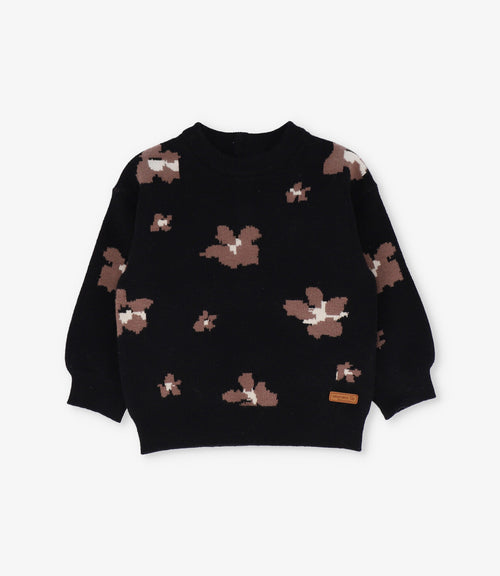 Chaleco bebé con flores 3 meses / Negro