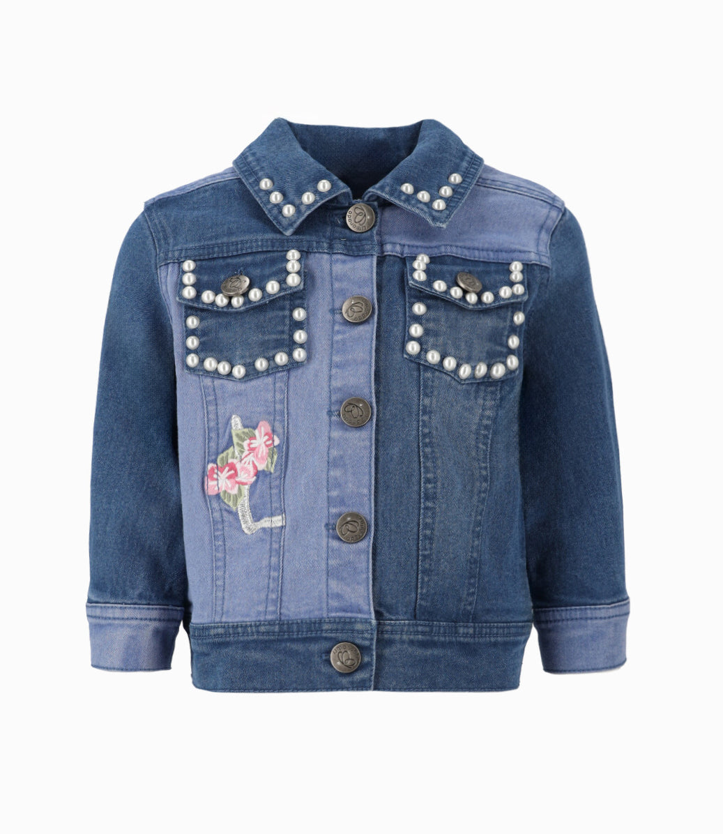 Chaqueta bebé con perlas - 3 meses / Celeste