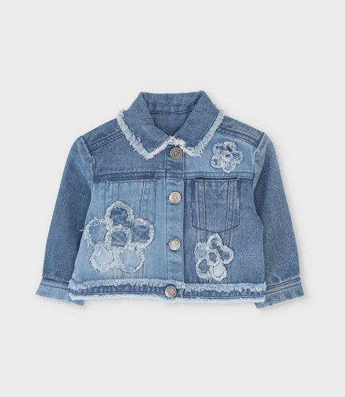 Chaqueta bebé con flores 3 meses / Celeste