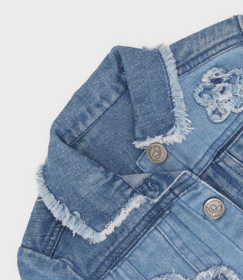 Chaqueta bebé con flores 3 meses / Celeste