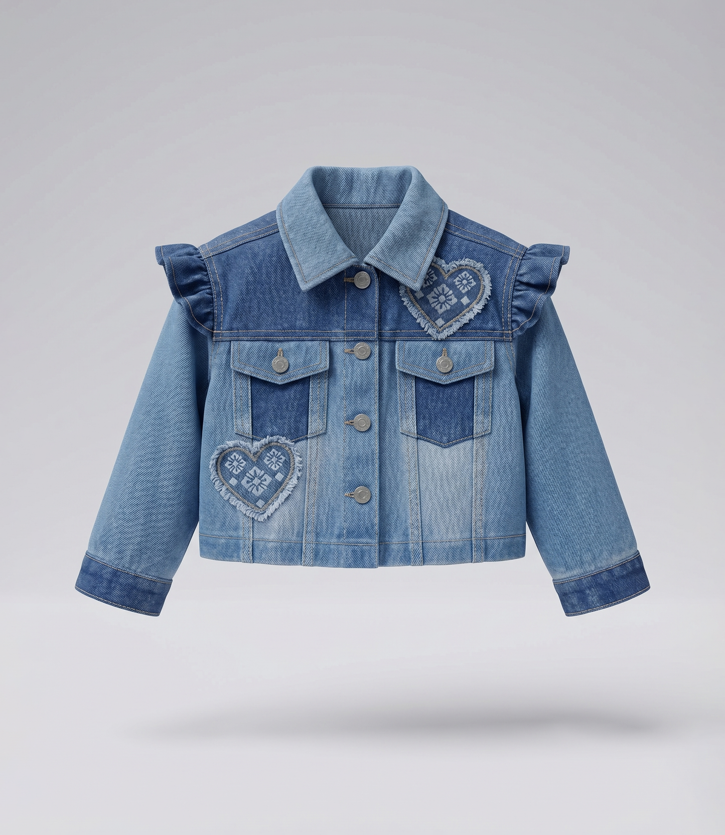 Chaqueta bebé boho con corazones 3 meses / Celeste