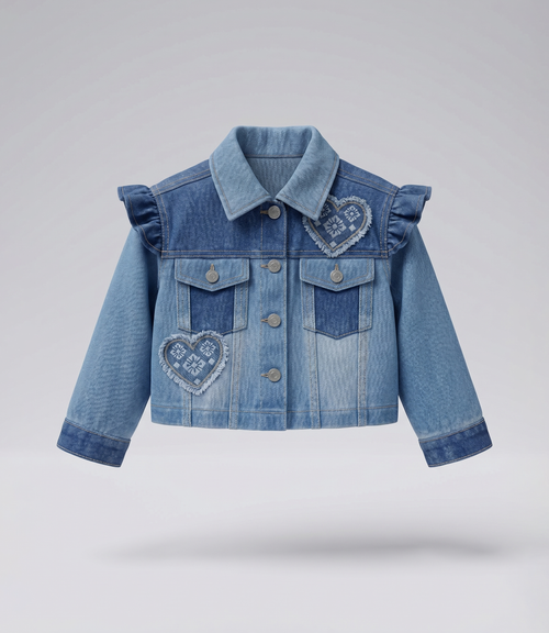 Chaqueta bebé boho con corazones 3 meses / Celeste