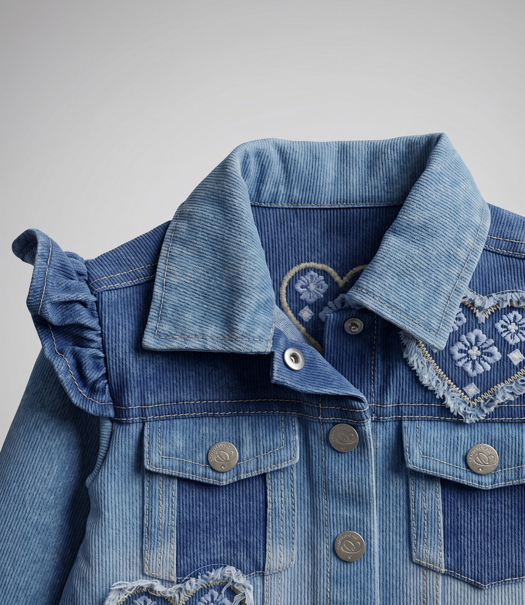 Chaqueta bebé boho con corazones 3 meses / Celeste