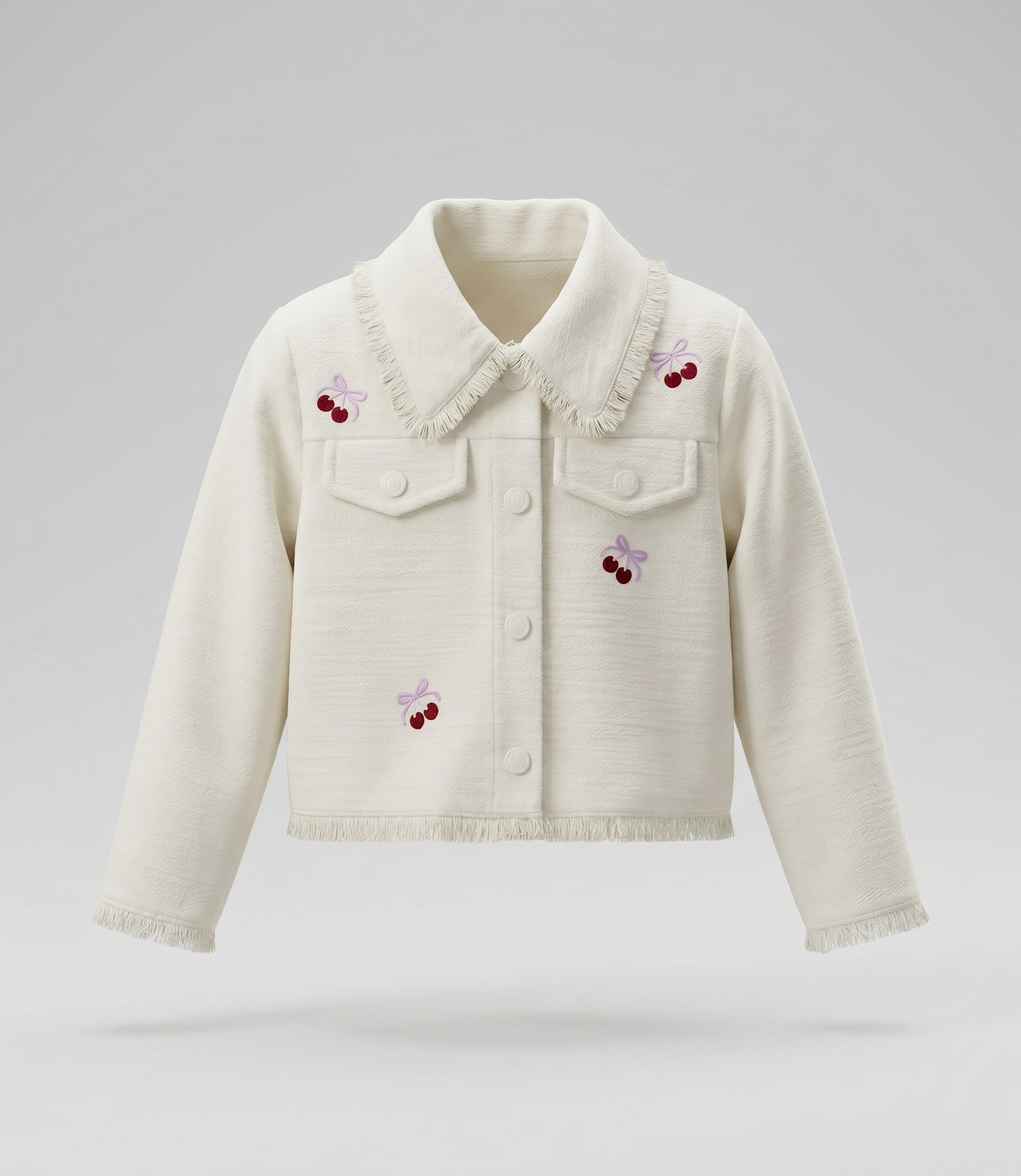 Chaqueta bebé bordada con cherry 3 meses / Crudo