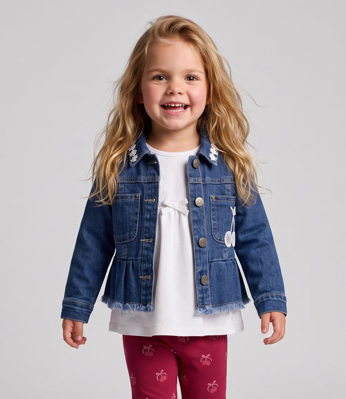 Chaqueta bebé de denim con vuelos 3 meses / Azul Marino