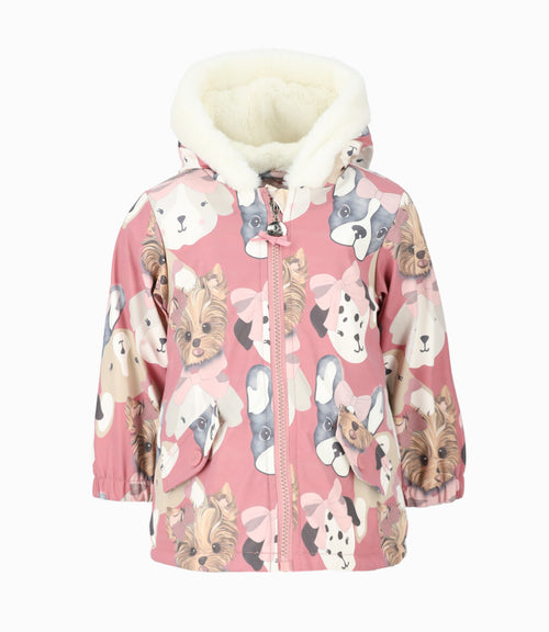 Chaqueta bebé niña con perritos 3 meses / Coral