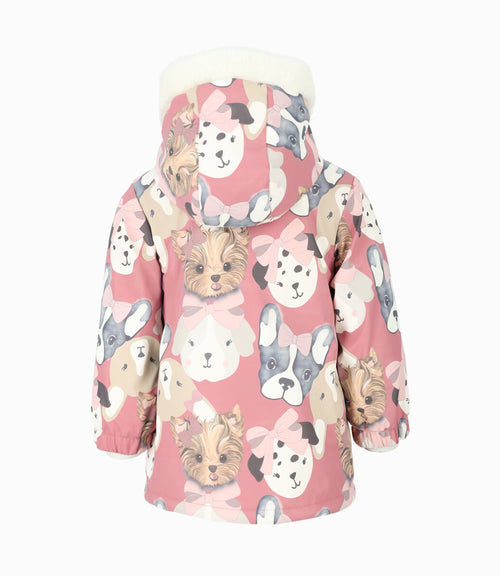 Chaqueta bebé niña con perritos 3 meses / Coral