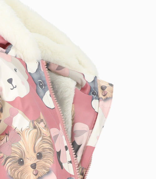 Chaqueta bebé niña con perritos 3 meses / Coral