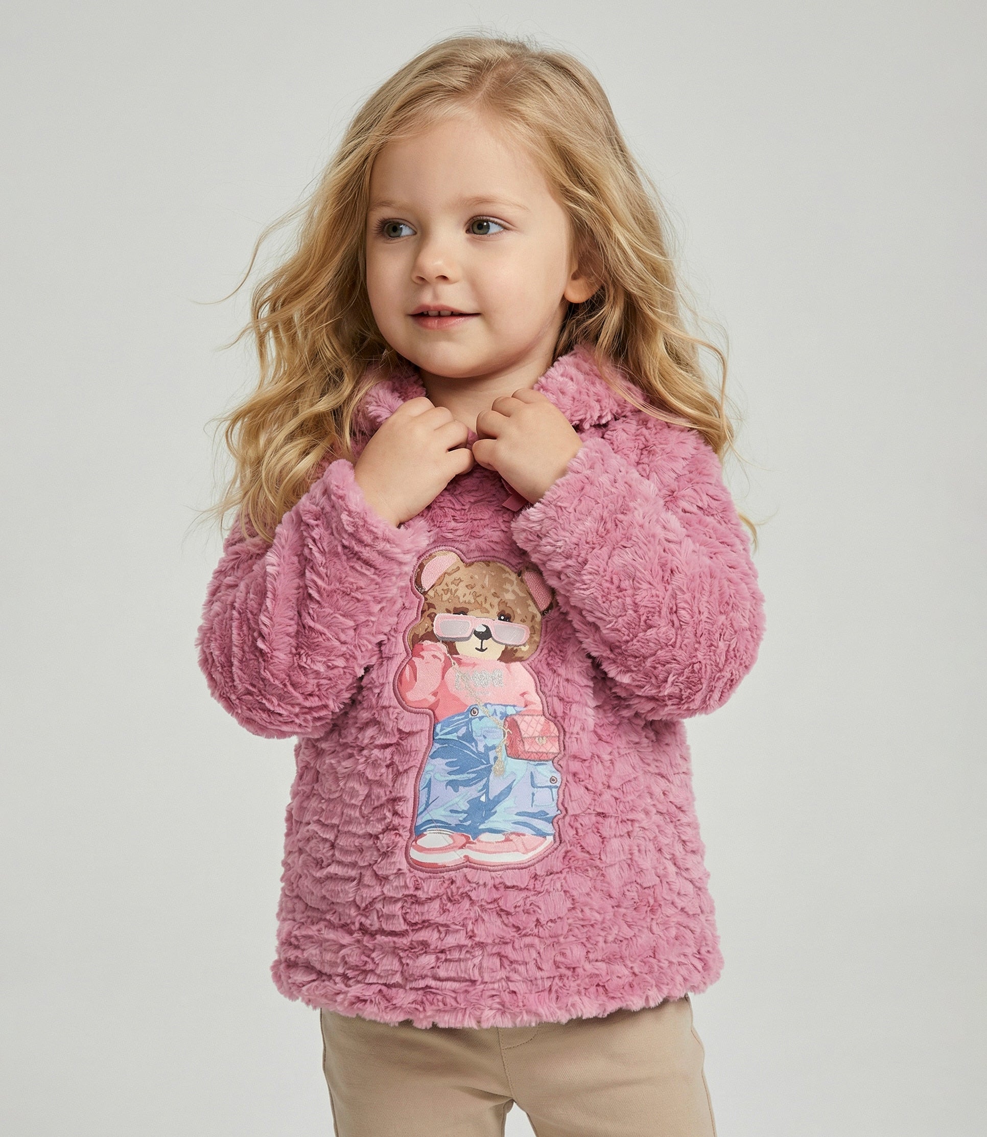 Chaqueta bebé con oso 3 meses / Palo Rosa