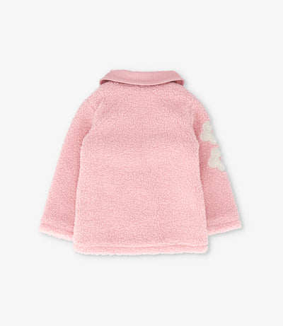 Chaqueta bebé de sherpa con flores 3 meses / Rosado