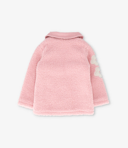 Chaqueta bebé de sherpa con flores 3 meses / Rosado