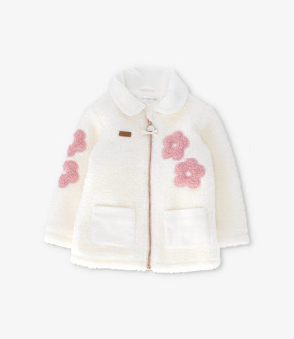 Chaqueta bebé de sherpa con flores