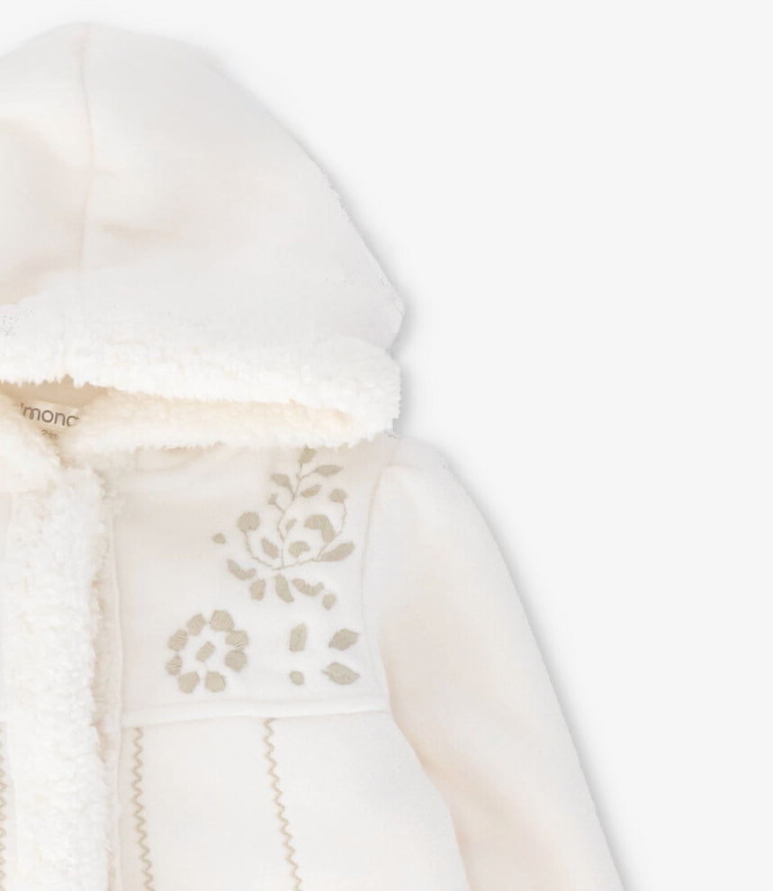 Chaqueta bebé con flores 3 meses / Crudo