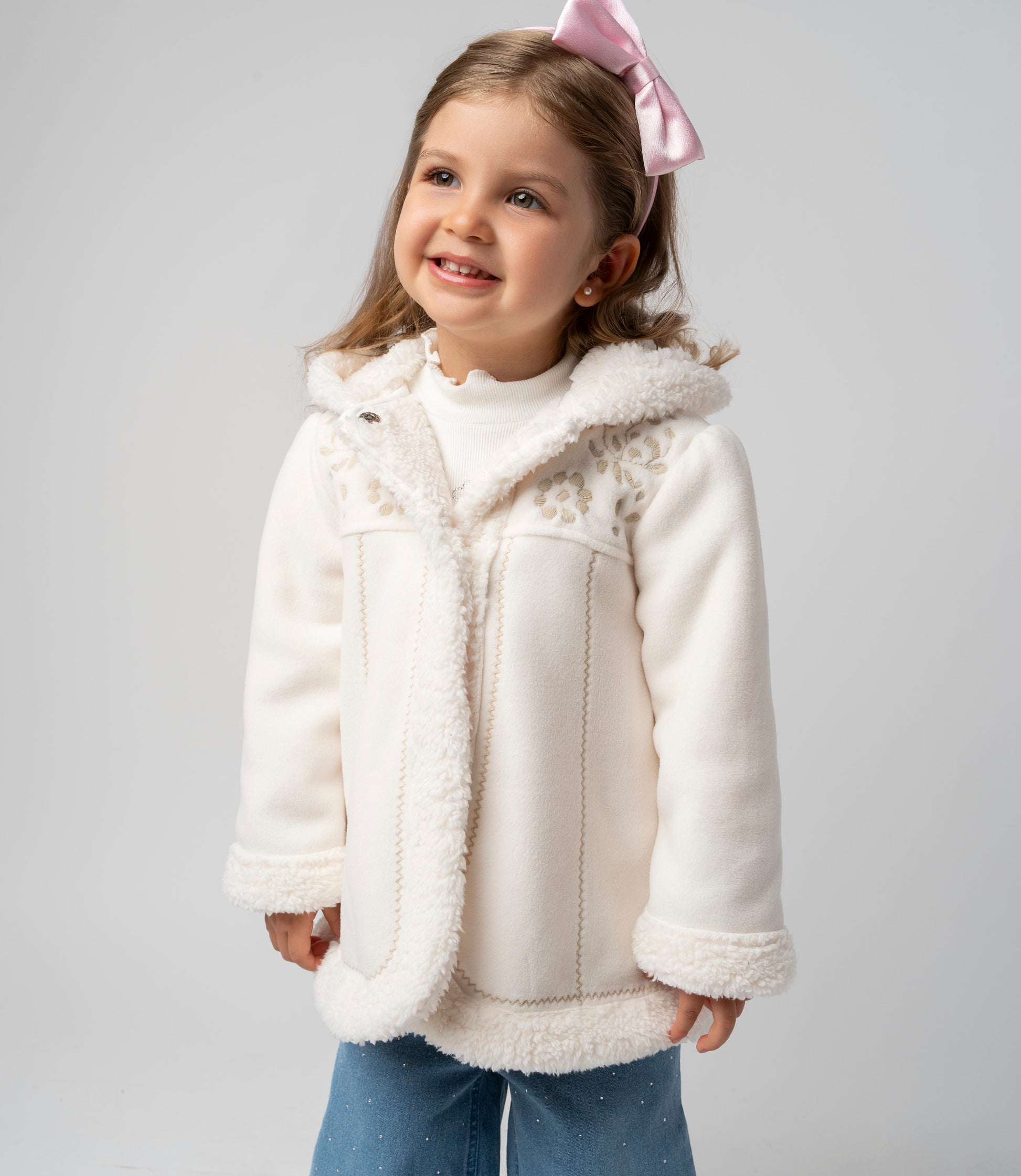 Chaqueta bebé con flores 3 meses / Crudo