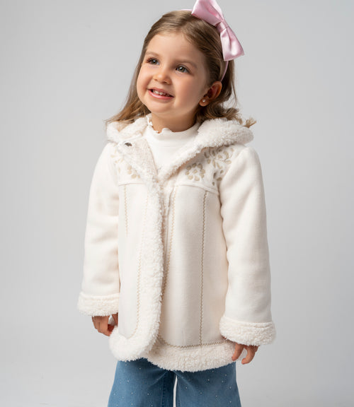 Chaqueta bebé con flores 3 meses / Crudo