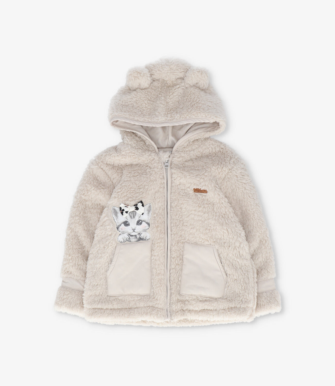 Chaqueta bebé de chiporro con gatito 3 meses / Beige