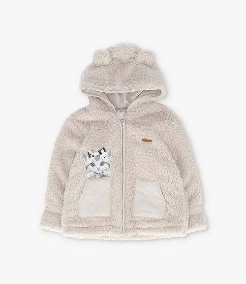 Chaqueta bebé de chiporro con gatito 3 meses / Beige