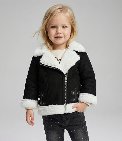 Chaqueta bebé aviadora de gamuza 3 meses / Negro