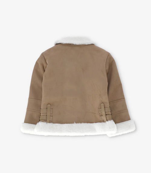 Chaqueta bebé aviadora de gamuza 3 meses / Café